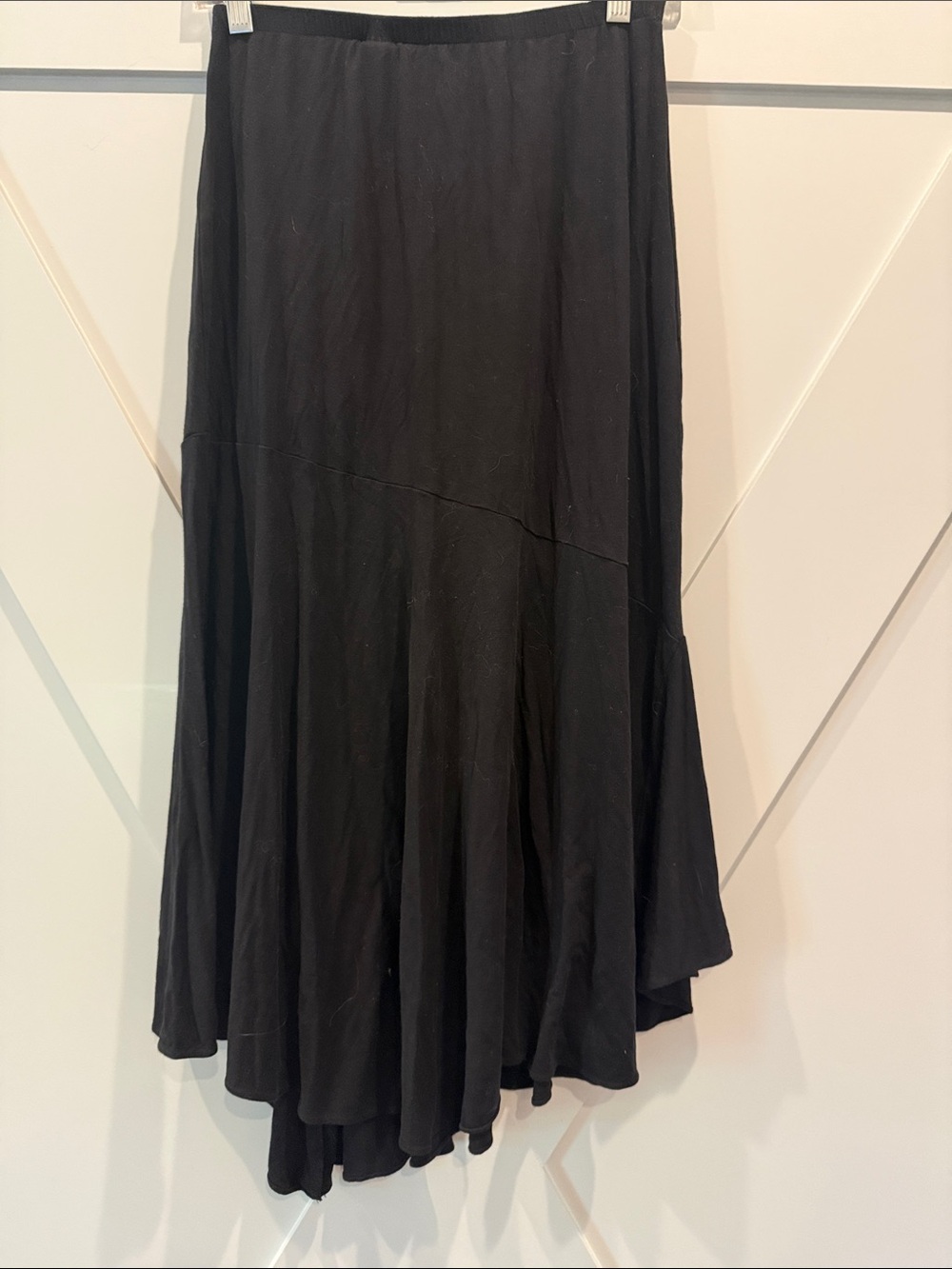 Black Asymmetrical Skirt with Rosette Detail - Picture 6 of 6